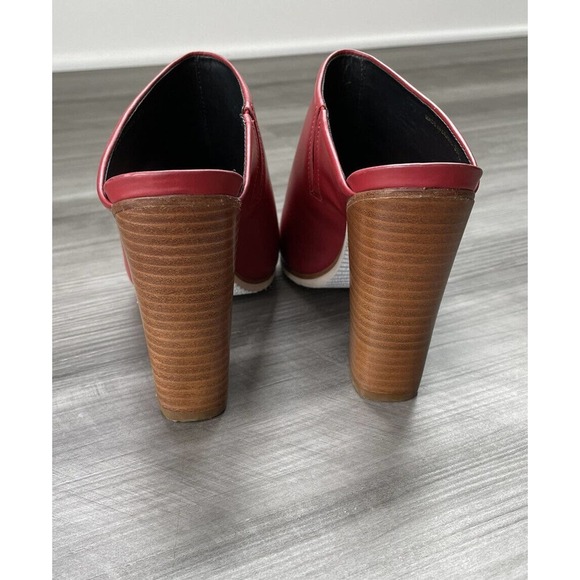 tibi Red Leather Mules Heels Size 37.5 Brazil 7 Slip-On Shoes - Picture 4 of 8